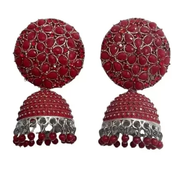 Traditional Ethnic Bridal Wedding Hangings Meenakari jhumka Jewellery for Women/Girls- Length 5.5 cm