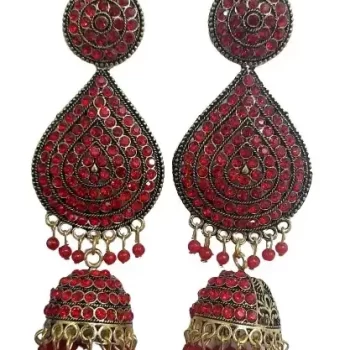 Traditional Ethnic Bridal Wedding Hangings Meenakari jhumka Jewellery for Women/Girls- Length 9.5 cm