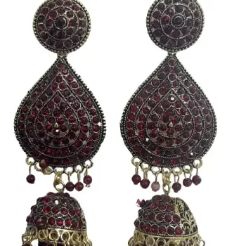 Traditional Ethnic Bridal Wedding Hangings Meenakari jhumka Jewellery for Women/Girls- Length 9.5 cm