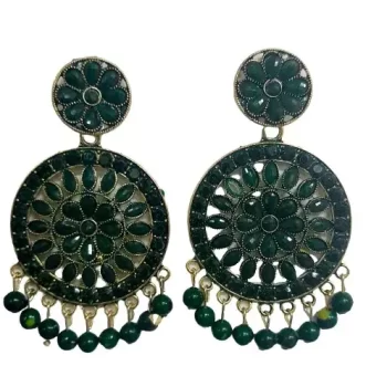 Traditional Ethnic Bridal Wedding Hangings Meenakari jhumka Jewellery for Women/Girls- Length 7.5 cm