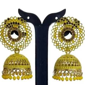 Traditional Ethnic Bridal Wedding Hangings Meenakari jhumka Jewellery for Women/Girls-FJ0060