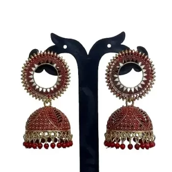 Traditional Ethnic Bridal Wedding Hangings Meenakari jhumka Jewellery for Women/Girls-FJ0076