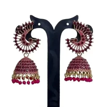 Traditional Ethnic Bridal Wedding Hangings Meenakari jhumka Jewellery for Women/Girls-FJ0065