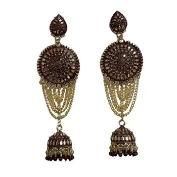 Traditional Ethnic Bridal Wedding Hangings Meenakari jhumka Jewellery for Women/Girls-FJ0068