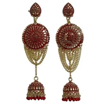 Traditional Ethnic Bridal Wedding Hangings Meenakari jhumka Jewellery for Women/Girls-FJ0055