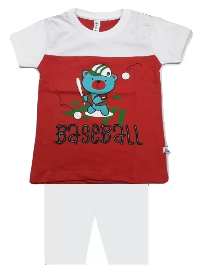 Cotton Printed T-Shirt & 3/4th Shorts White & Red ( 7-8 Year )