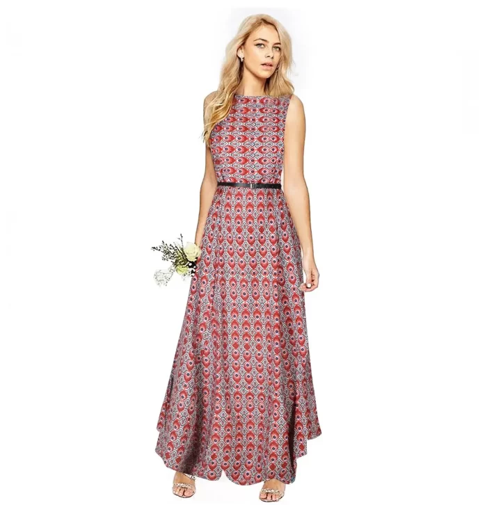 Women's Western Dress - Style Morpichh Gown Red