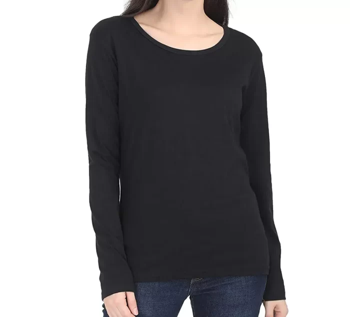 Women Lycra Cotton Solid Camisole Black Full Sleeve Inner Wear