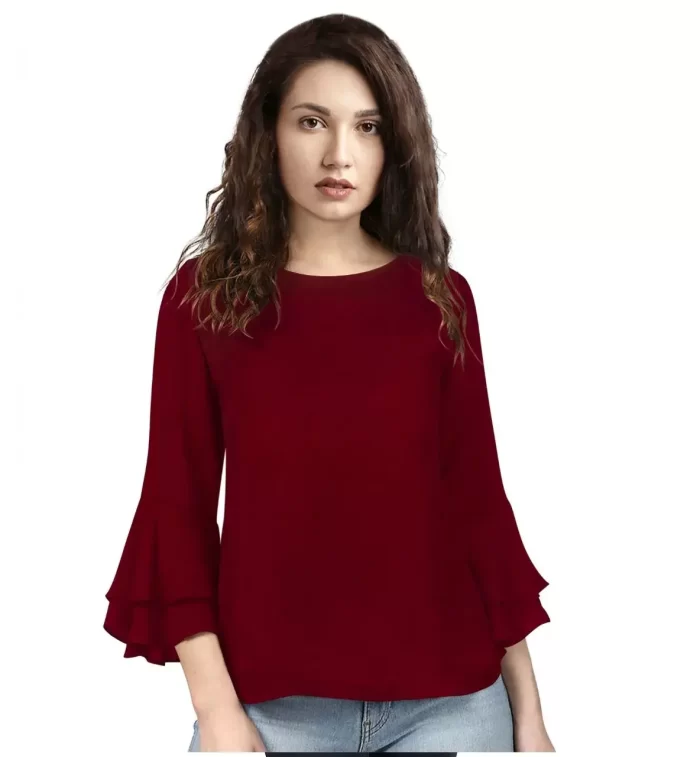 Women's Western Top - Style Tipsy Bell Tops Maroon