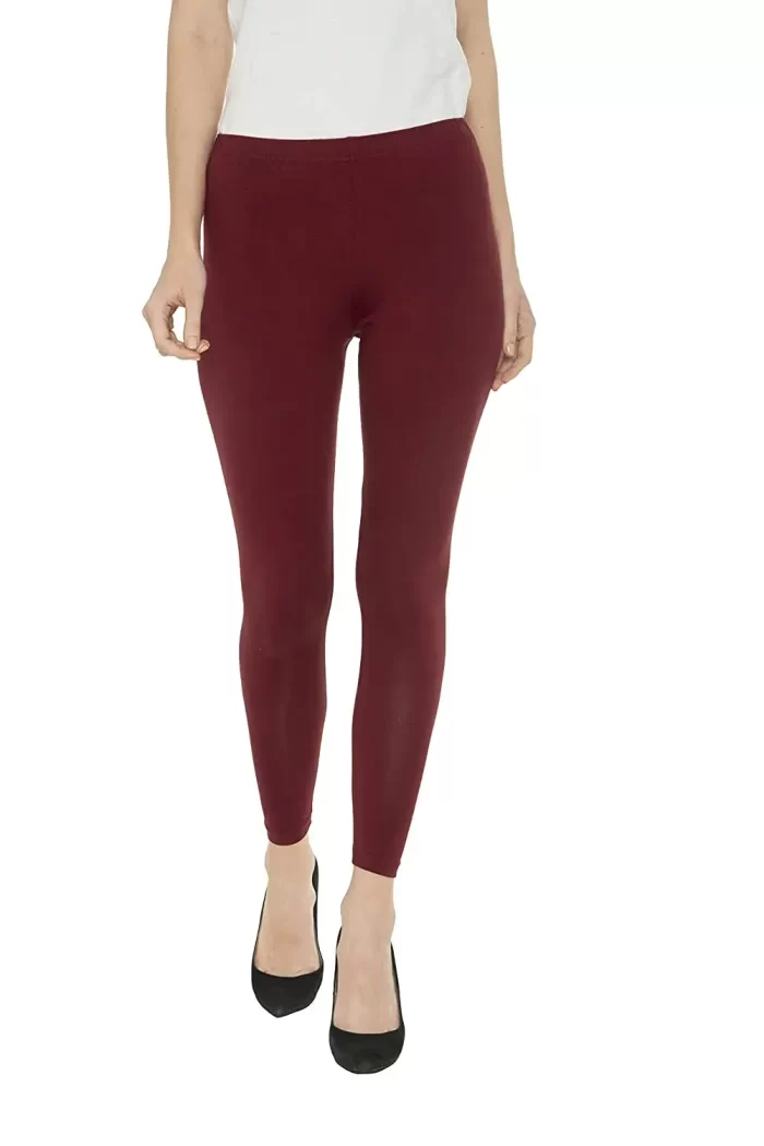 Ankle Length Leggings for Women's - Cotton Lycra 2w Stretchable Leggings Maroon Color Women's Bottom Wear