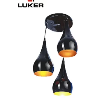Luker E27 Holder - Indoor Hanging Light Fixtures Black LHL211-3E27
