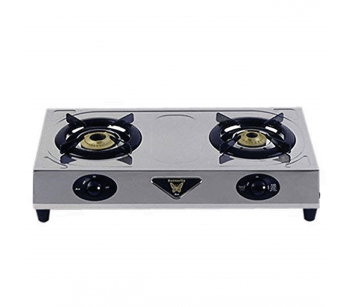Butterfly Stainless Steel Ace 2 Burner Manual Heating Element Gas Stove (steel, 3-inch)