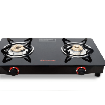 Butterfly Duo 2 Burner Glasstop Gas Stove, Black, Manual