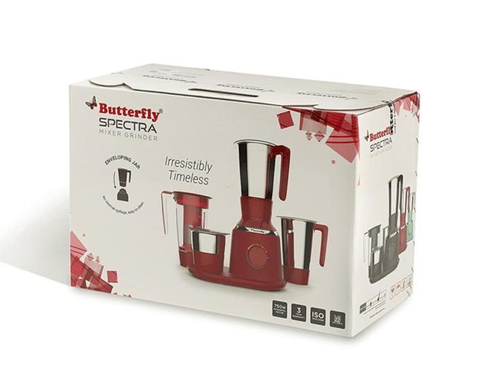Butterfly Spectra, Mixer Grinder, 750W, 4 Jar(Red) - Image 2