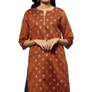 Ishitva Ladies Printed Kurti (Below Knee Length) – Only Top. Fabric : Art Silk With lining.
