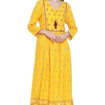 Aabta Ladies Printed Kurti (Below Knee Length) – Only Top. Fabric : Rayon Without lining.