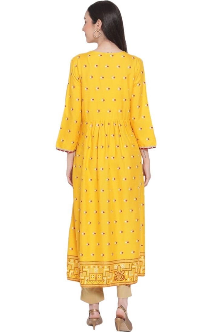 Aabta Ladies Printed Kurti (Below Knee Length) – Only Top. Fabric : Rayon Without lining. - Image 2