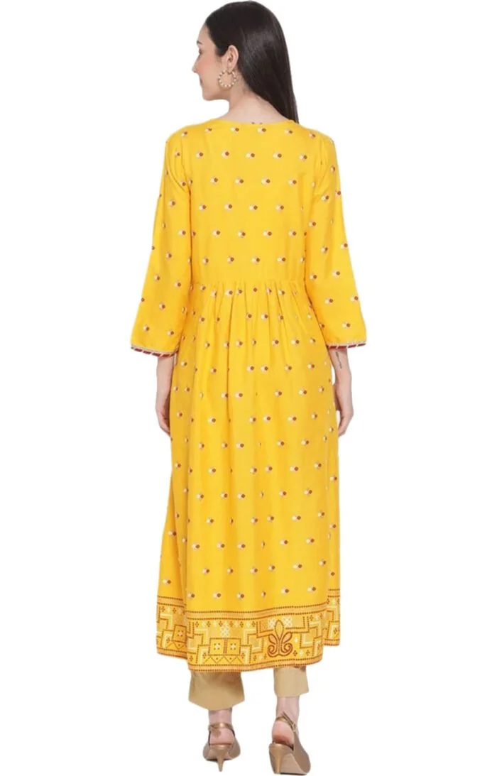 Aabta Ladies Printed Kurti (Below Knee Length) – Only Top. Fabric : Rayon Without lining. - Image 2