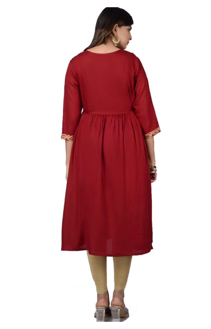 Dhuni Ladies Printed Kurti (Below Knee Length) – Only Top. Fabric : Rayon Without lining. - Image 2