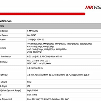 Hikvision 5 MP Outdoor Bullet CCTV Camera with inbuilt Audio Mic IP67 DS-2CE16H0T-ITPFS + USEWELL BNC/DC, White - Image 5