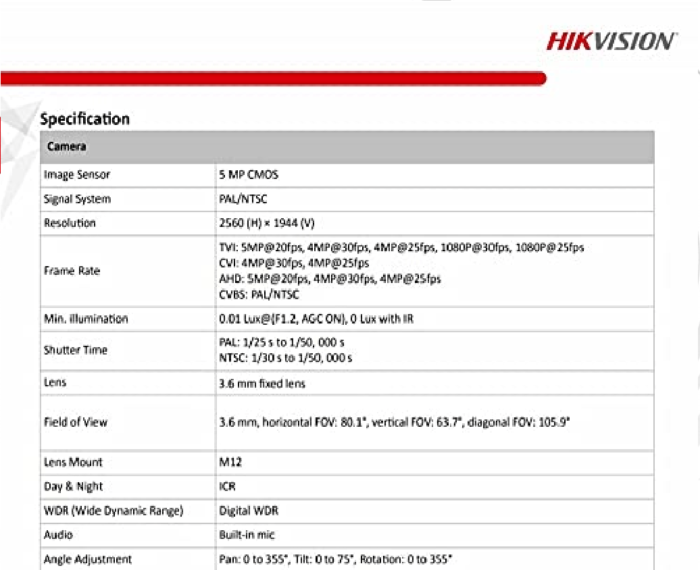 Hikvision 5 MP Outdoor Bullet CCTV Camera with inbuilt Audio Mic IP67 DS-2CE16H0T-ITPFS + USEWELL BNC/DC, White - Image 5