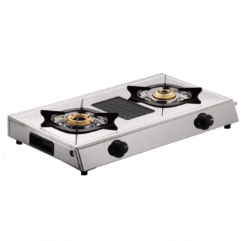 Butterfly Matchless 2 Burner Stainless Steel LPG Gas Stove, Silver, Manual