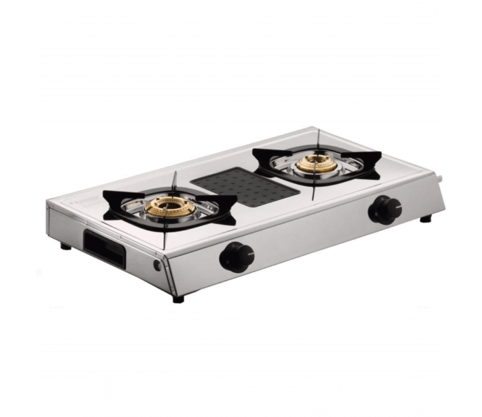 Butterfly Matchless 2 Burner Stainless Steel LPG Gas Stove, Silver, Manual