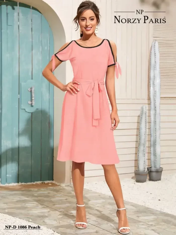 Women’s Stylish Western Designer Dress – Style Norzy Paris 1086 Peach