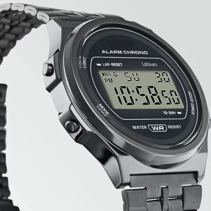 Digital Black Dial Unisex-Adult Watch-Silver