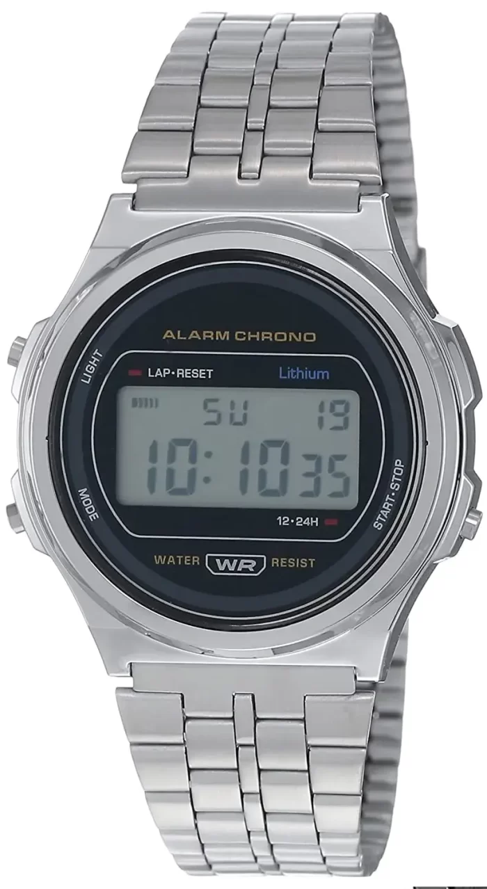 Digital Black Dial Unisex-Adult Watch-Silver - Image 2