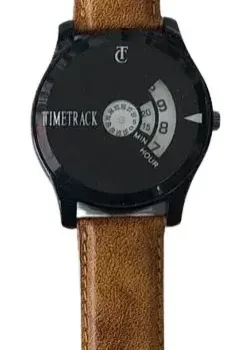 Classy Timetrack Leather watch- Black Dial - Image 2