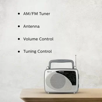 Philips Radio RL118/94 with MW/SW/FM Bands, 200mW RMS soundoutput,3-1 Power Source External Battery:2xR6 (3V DC), Mains: 230V AC/ 50 Hz, Built in Rechargeable Battery - Image 5