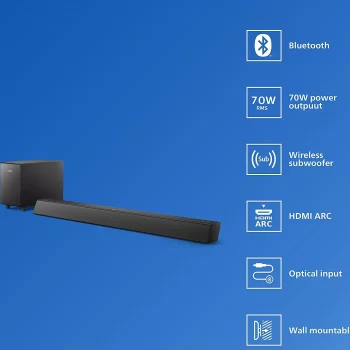 Philips Audio TAB5305 2.1CH 140W Bluetooth Soundbar with Wireless Subwoofer, Multiple Connectivity, Metal Grille and Powerful Bass - Image 5