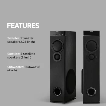 Philips Audio SPA9080B Bluetooth Multimedia Tower Speakers (Black) - Image 4