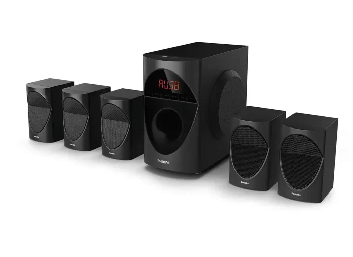 Philips Audio in-SPA 5190B/94 5.1 Channel 90W Multimedia Bluetooth Speaker System with 5x10W Satellite Speakers, LED Display, 40W Subwoofer & Multi-Connectivity Options (Black)