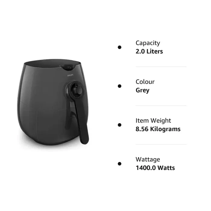 PHILIPS Air Fryer - India’s No.1 Air Fryer Brand, With Rapid Air Technology, Uses up to 90% less fat, 1425W, 4.1 Liter, (Grey) (HD9216/43) - Image 2