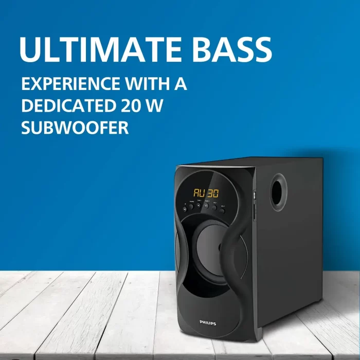 Philips Audio SPA5162B 60W 5.1 Channel USB Wired Speaker Systems - Black - Image 3
