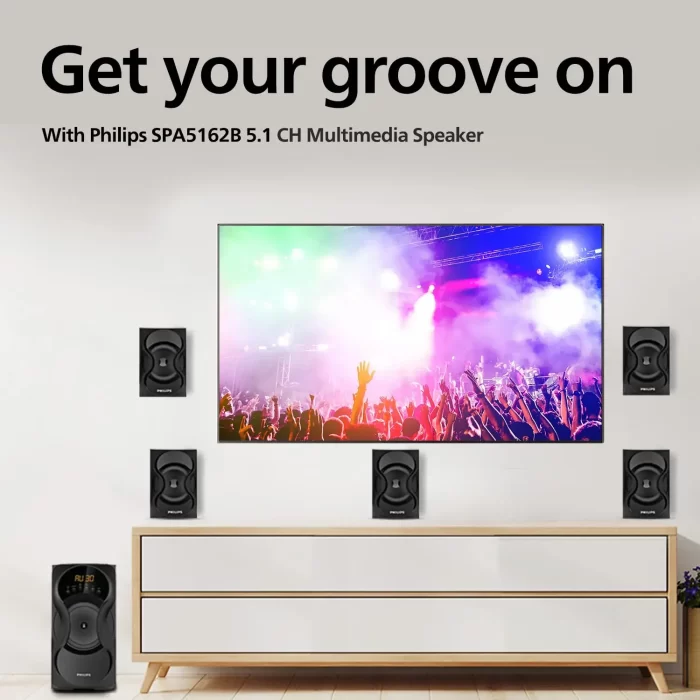 Philips Audio SPA5162B 60W 5.1 Channel USB Wired Speaker Systems - Black - Image 2