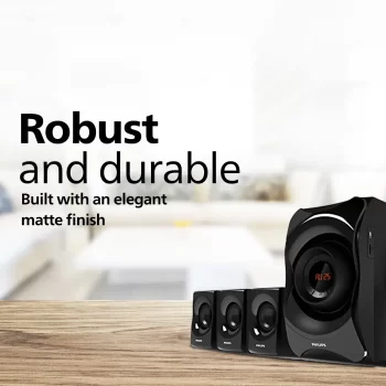 Philips Audio SPA8000B/94 5.1 Channel 120W Multimedia Speaker System with Bluetooth, 5x15W Satellite Speakers, LED Display, Robust Design & Matte Finish (Black) - Image 4