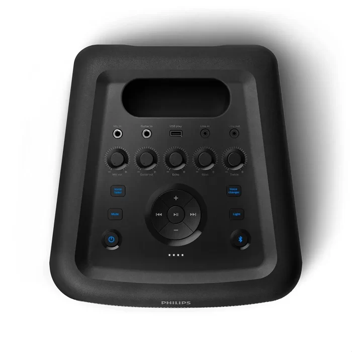 Philips Audio TAX3206 80 W Bluetooth Party Speaker with 14 Hours Play Time, Karaoke Features, Guitar and Mic Input, Party Lights and Carry Handle, Black - Image 2