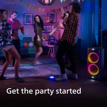Philips Audio TAX5206 160 W Bluetooth Party Speaker with 14 Hours Play Time, Karaoke Features, Guitar and Mic Input, Party Lights and Trolley Design with Wheels, Black - Image 7