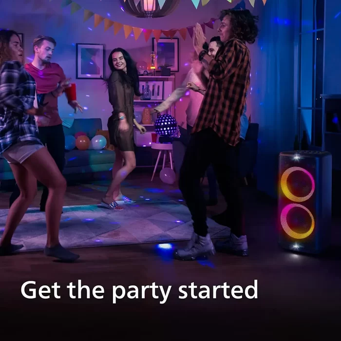 Philips Audio TAX5206 160 W Bluetooth Party Speaker with 14 Hours Play Time, Karaoke Features, Guitar and Mic Input, Party Lights and Trolley Design with Wheels, Black - Image 7