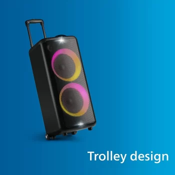 Philips Audio TAX5206 160 W Bluetooth Party Speaker with 14 Hours Play Time, Karaoke Features, Guitar and Mic Input, Party Lights and Trolley Design with Wheels, Black - Image 4