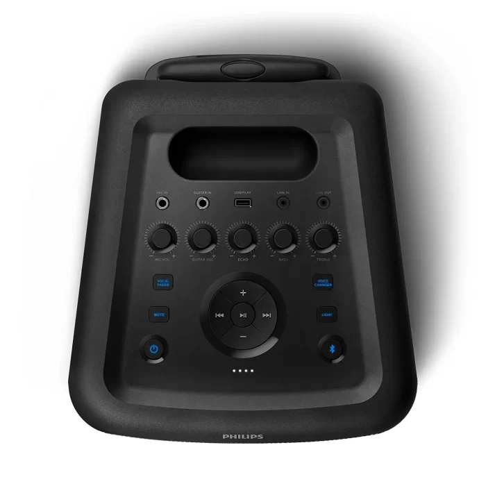 Philips Audio TAX5206 160 W Bluetooth Party Speaker with 14 Hours Play Time, Karaoke Features, Guitar and Mic Input, Party Lights and Trolley Design with Wheels, Black - Image 3