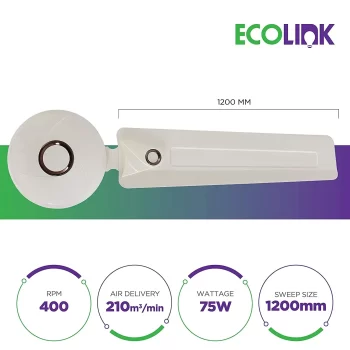 EcoLink Cosmo High Speed Decorative Ceiling Fan - 1200MM (Rose Gold) From The House Of Philips Lighting Standard- Pack of 1 - Image 4