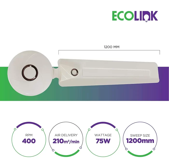 EcoLink Cosmo High Speed Decorative Ceiling Fan - 1200MM (Rose Gold) From The House Of Philips Lighting Standard- Pack of 1 - Image 4