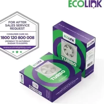 EcoLink Turbo Exhaust Fan 100MM White,Powered By High-Efficiency Motor with Thermal Overload Protection (TURBO200MM) - Image 4