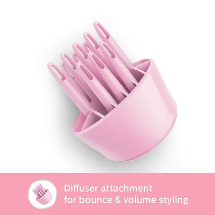Philips Hair Dryer BHC017/00 Thermoprotect 1200 Watts with Air Concentrator + Diffuser Attachment - Pink - Image 2