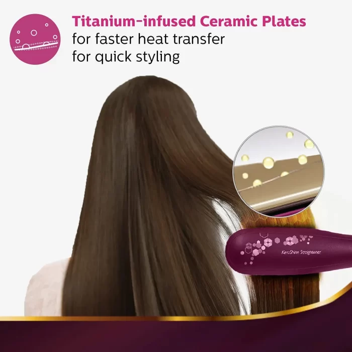 PHILIPS BHS738/00 Kerashine Titanium Wide Plate Straightener With SilkProtect Technology, Teal - Image 3