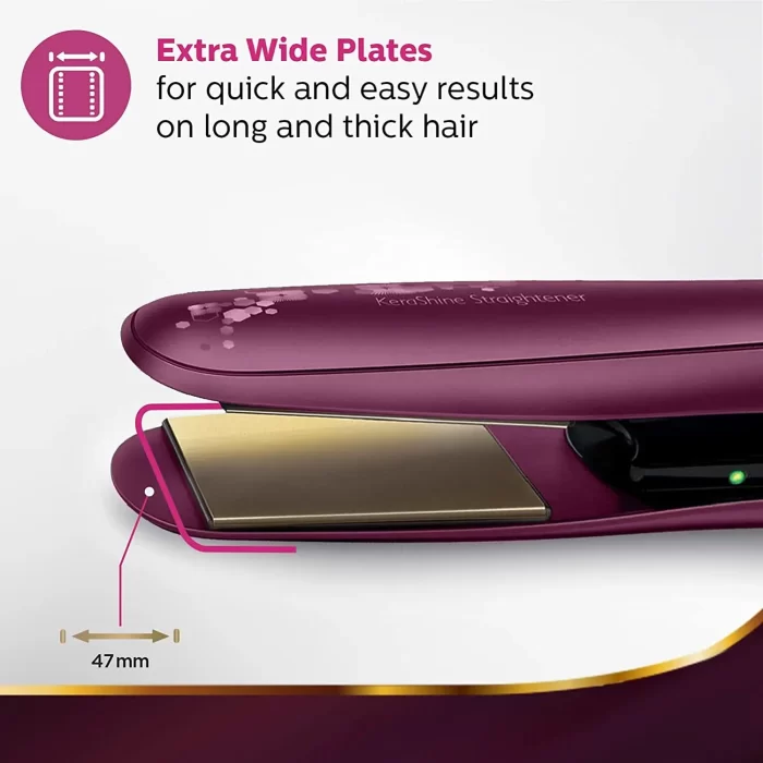 PHILIPS BHS738/00 Kerashine Titanium Wide Plate Straightener With SilkProtect Technology, Teal - Image 2